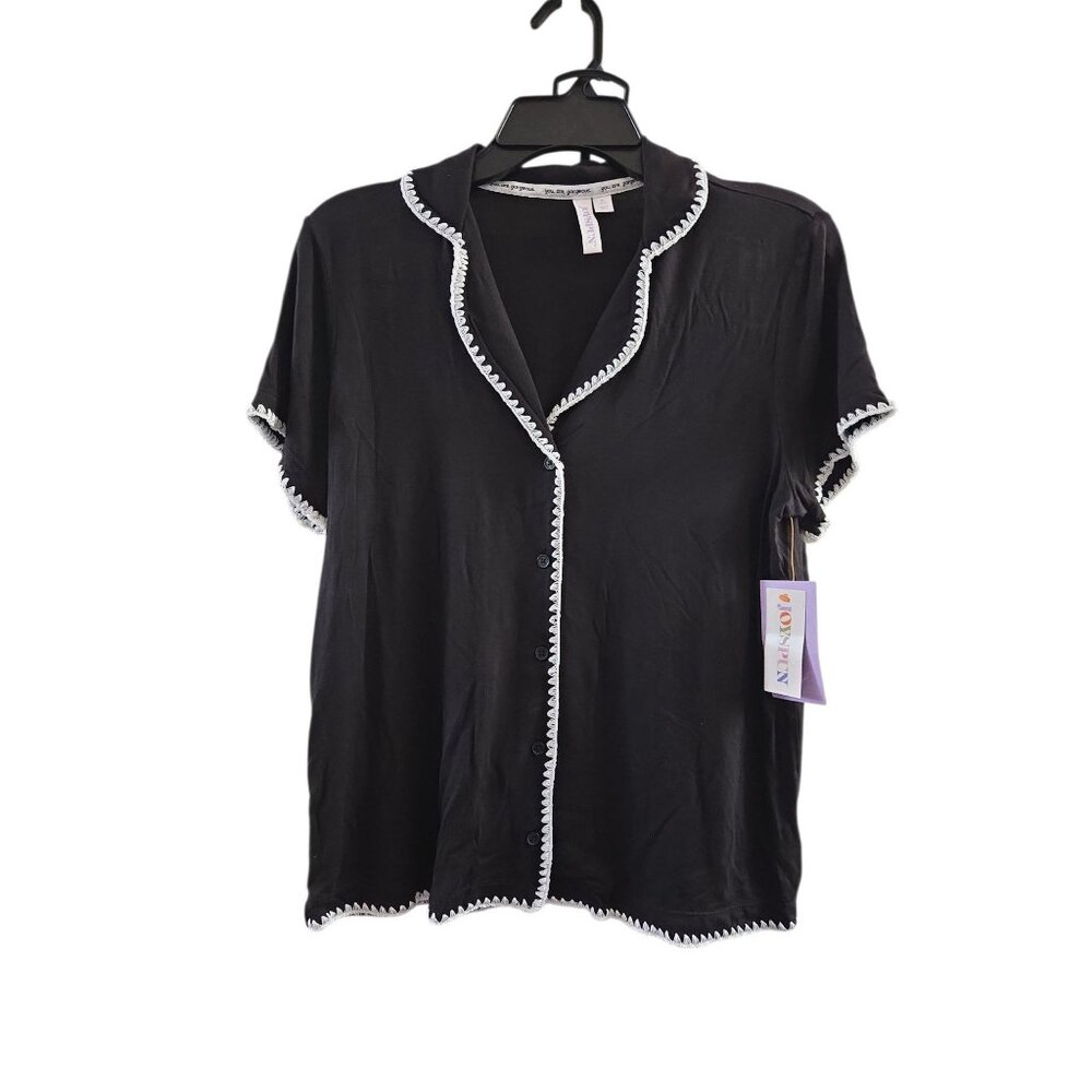 NWT Women’s Short Sleeve Notch Black Pajama Set – Plus Size 2X (18W-20W) - Picture 4 of 6